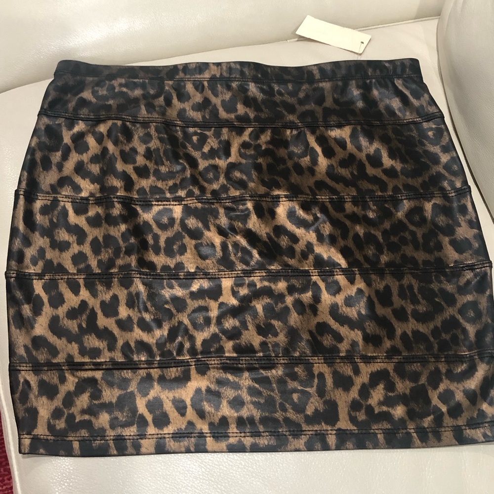 Cheetah print liquid look mini skirt